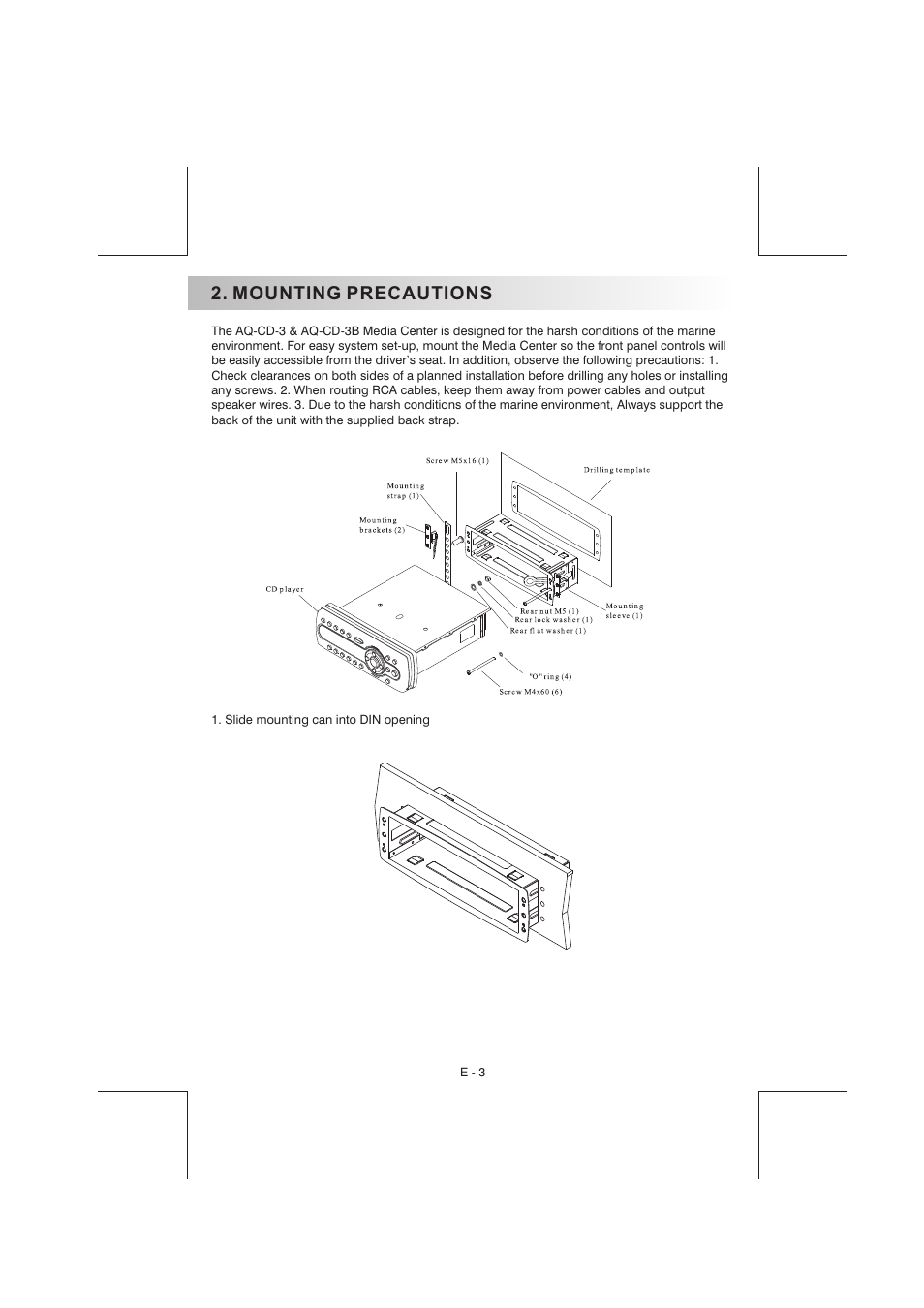 Mounting precautions | Aquatic AV AQ-CD-3 User Manual | Page 3 / 25