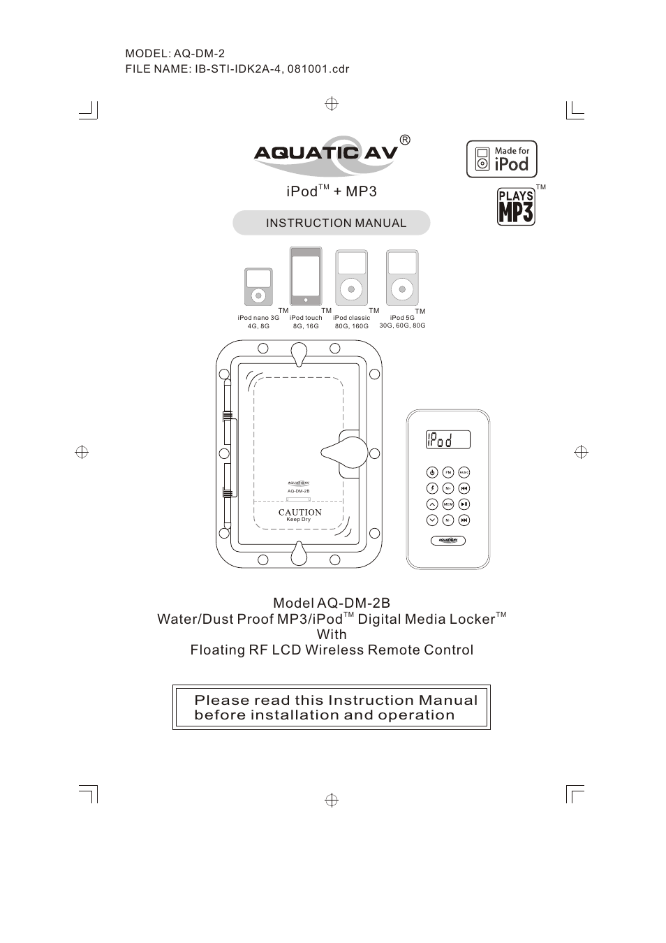 Aquatic AV AQ-DM-2BX User Manual | 12 pages