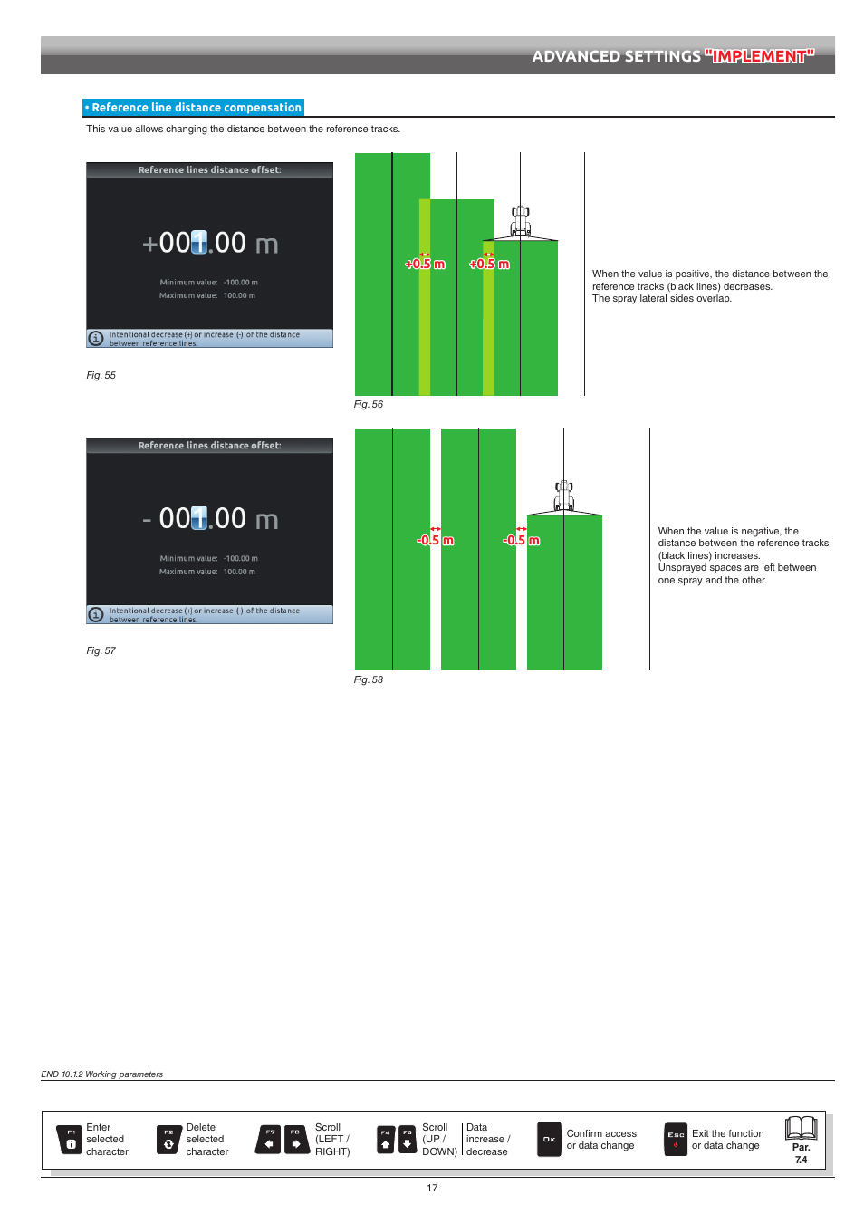 Reference line distance compensation, Advanced settings "implement | ARAG Navigator LT User Manual | Page 17 / 68