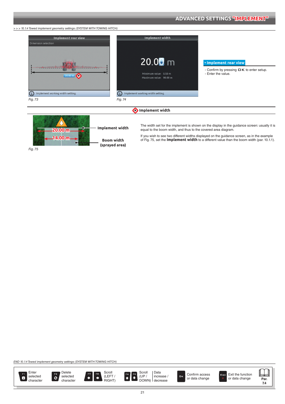 Implement rear view, Advanced settings "implement | ARAG Navigator LT User Manual | Page 21 / 68