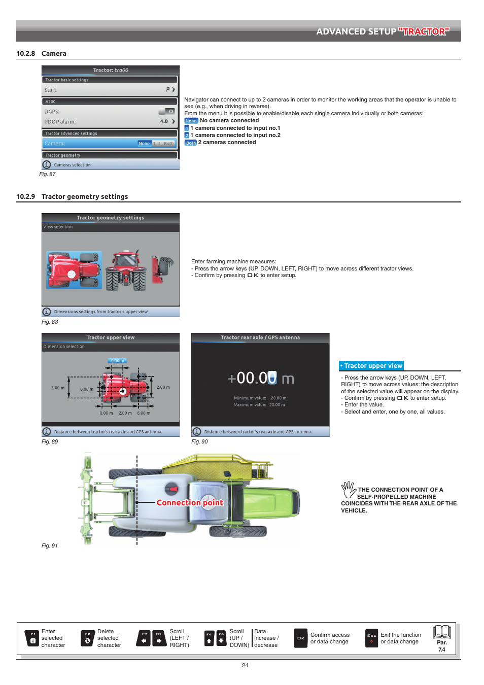 8 camera, 9 tractor geometry settings, Tractor upper view | 8 camera 10.2.9 tractor geometry settings, Advanced setup "tractor, Connection point | ARAG Navigator LT User Manual | Page 24 / 68