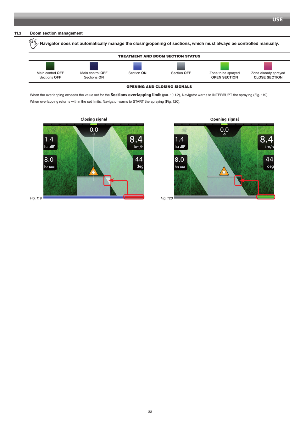 3 boom section management | ARAG Navigator LT User Manual | Page 33 / 68