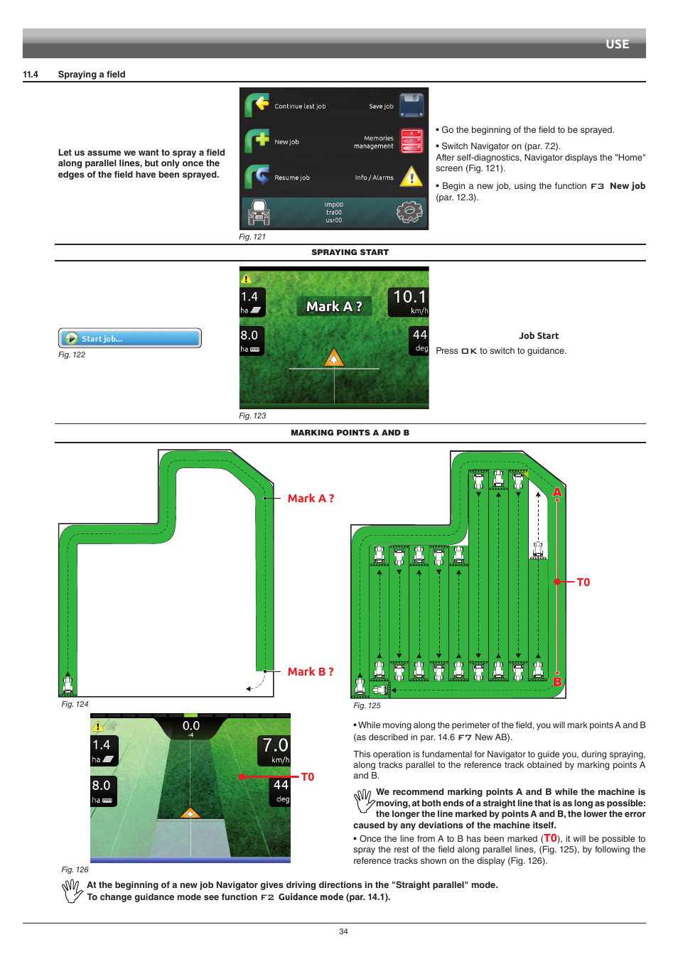 4 spraying a field, Mark a | ARAG Navigator LT User Manual | Page 34 / 68