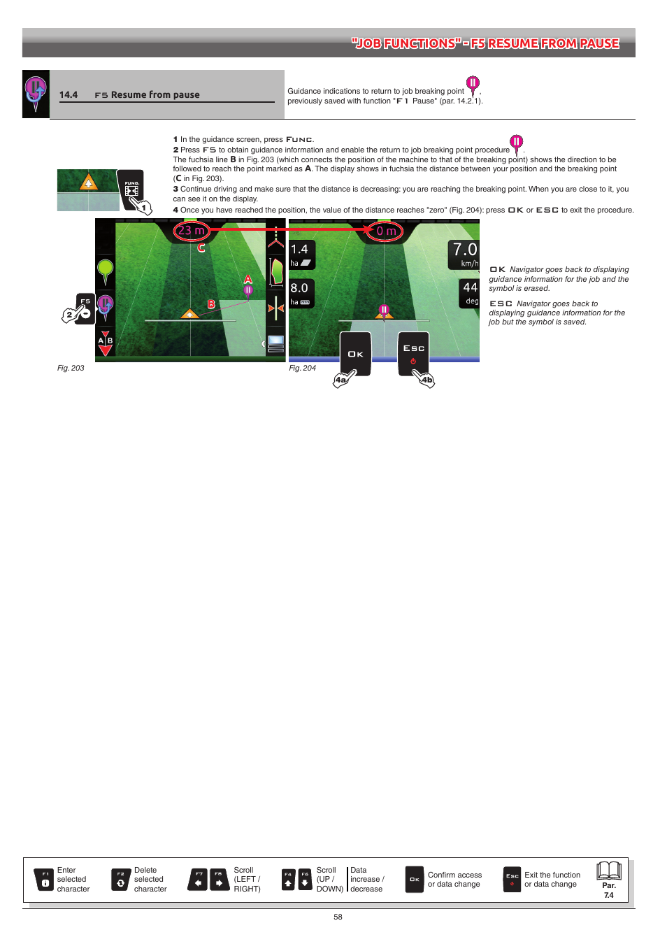 4 f5 resume from pause, Resume from pause | ARAG Navigator LT User Manual | Page 58 / 68