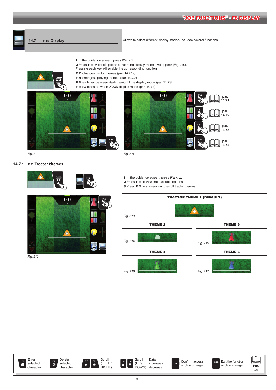 7 f8 display, 1 f2 tractor themes, Display | Tractor themes | ARAG Navigator LT User Manual | Page 61 / 68