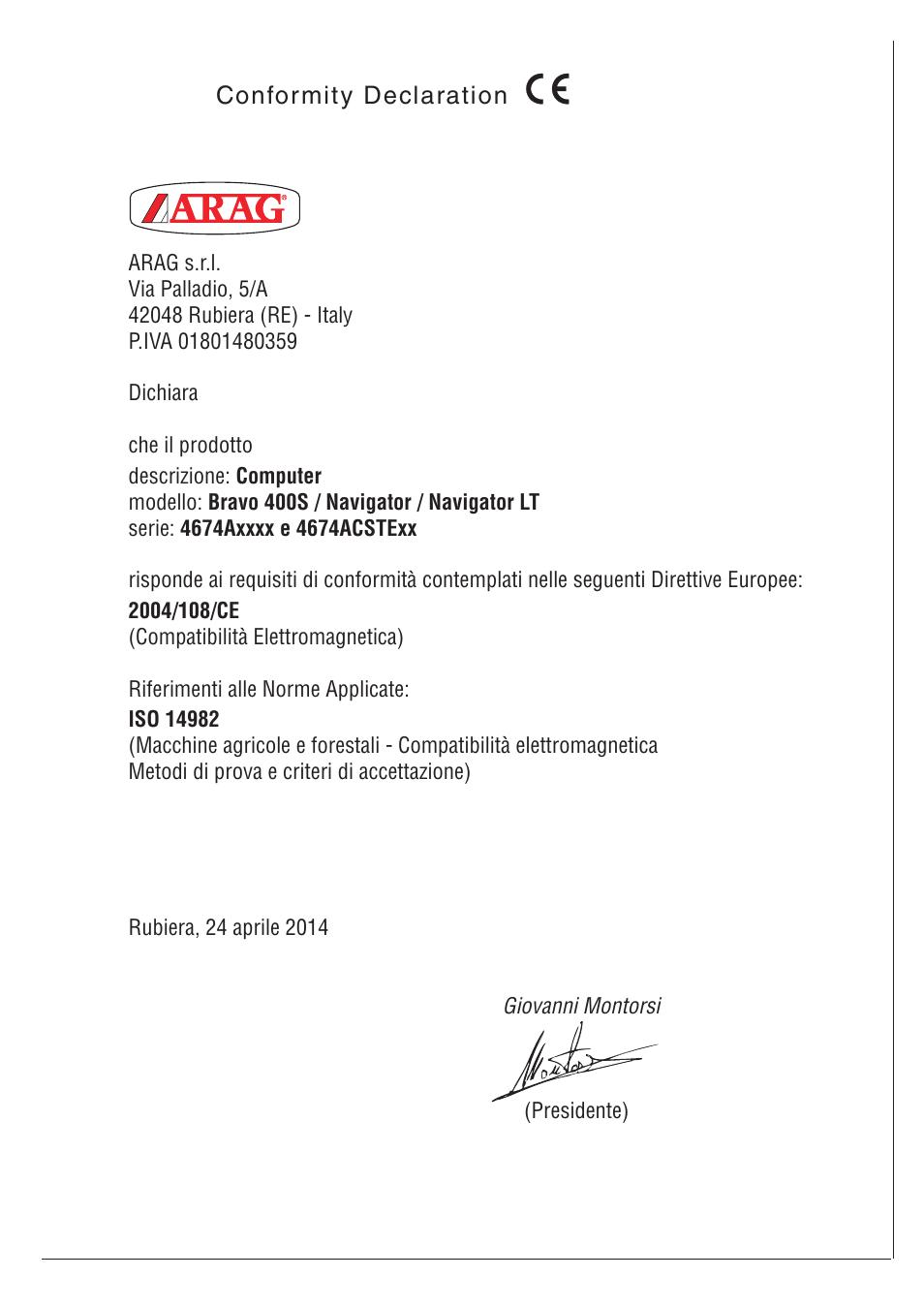ARAG Navigator LT User Manual | Page 67 / 68