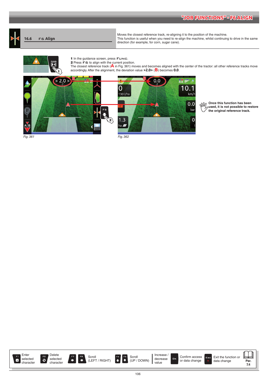 6 f6 align, Align | ARAG Bravo 400S Seletron User Manual | Page 106 / 120