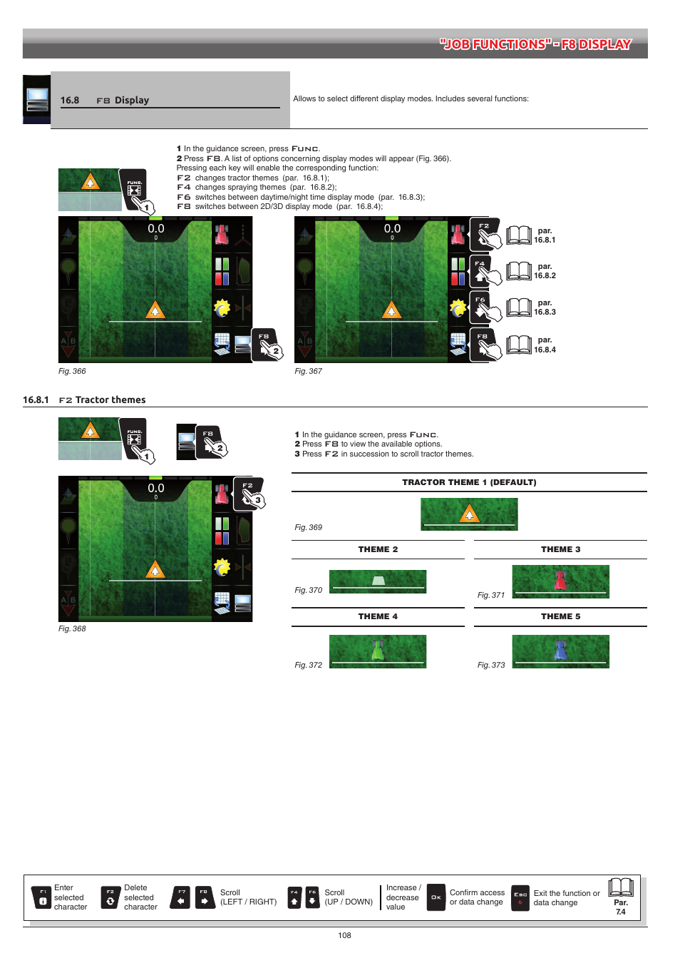 8 f8 display, 1 f2 tractor themes, Display | Tractor themes | ARAG Bravo 400S Seletron User Manual | Page 108 / 120