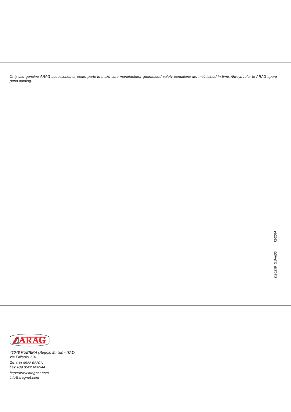 ARAG Bravo 400S Seletron User Manual | Page 120 / 120