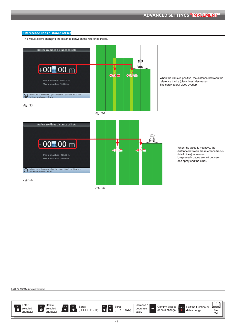 Reference lines distance offset, Advanced settings "implement | ARAG Bravo 400S Seletron User Manual | Page 41 / 120