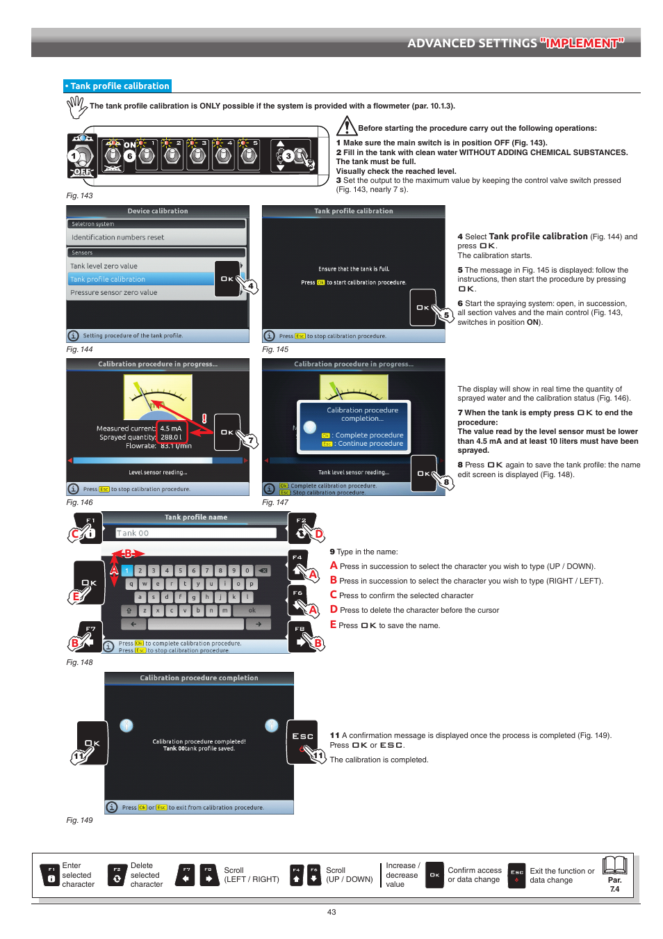 Tank profile calibration | ARAG Bravo 400S Seletron User Manual | Page 43 / 120