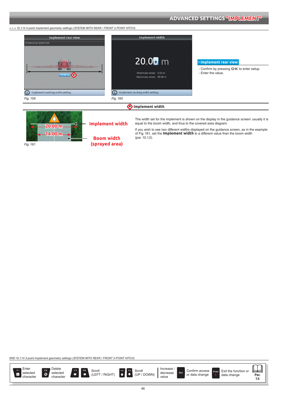 Implement rear view, Advanced settings "implement | ARAG Bravo 400S Seletron User Manual | Page 46 / 120