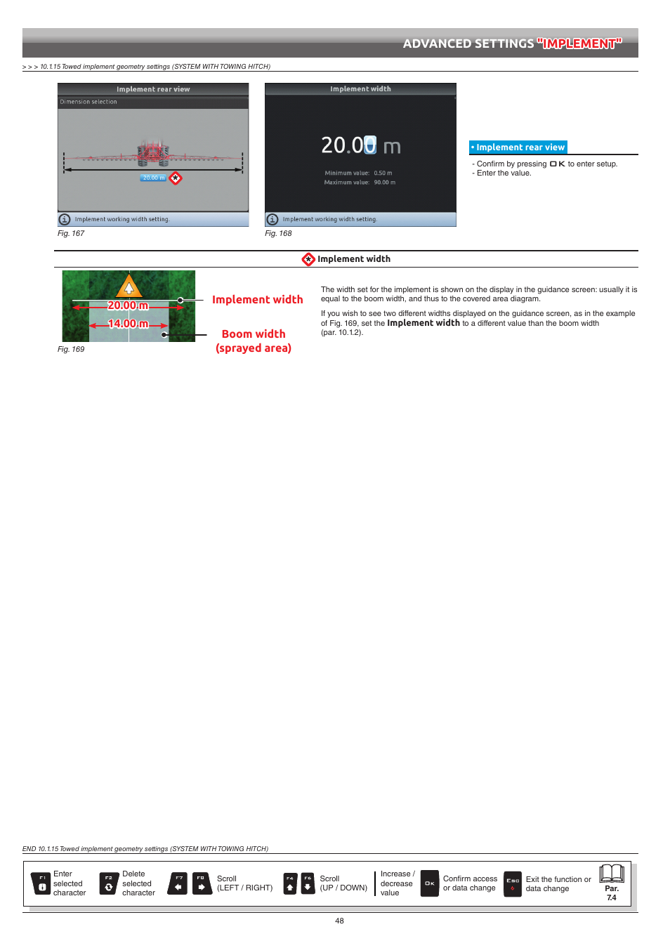 Implement rear view, Advanced settings "implement | ARAG Bravo 400S Seletron User Manual | Page 48 / 120