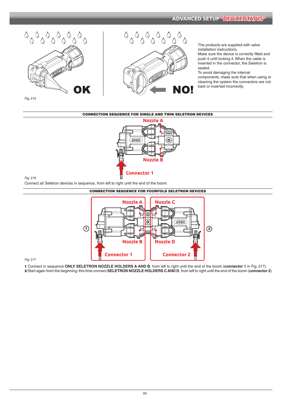 Advanced setup "device status | ARAG Bravo 400S Seletron User Manual | Page 60 / 120