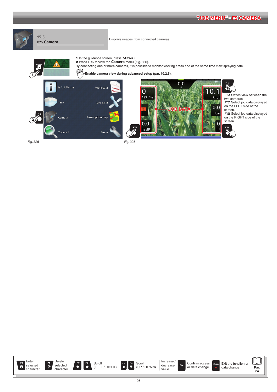 5 f5 camera, Camera | ARAG Bravo 400S Seletron User Manual | Page 95 / 120