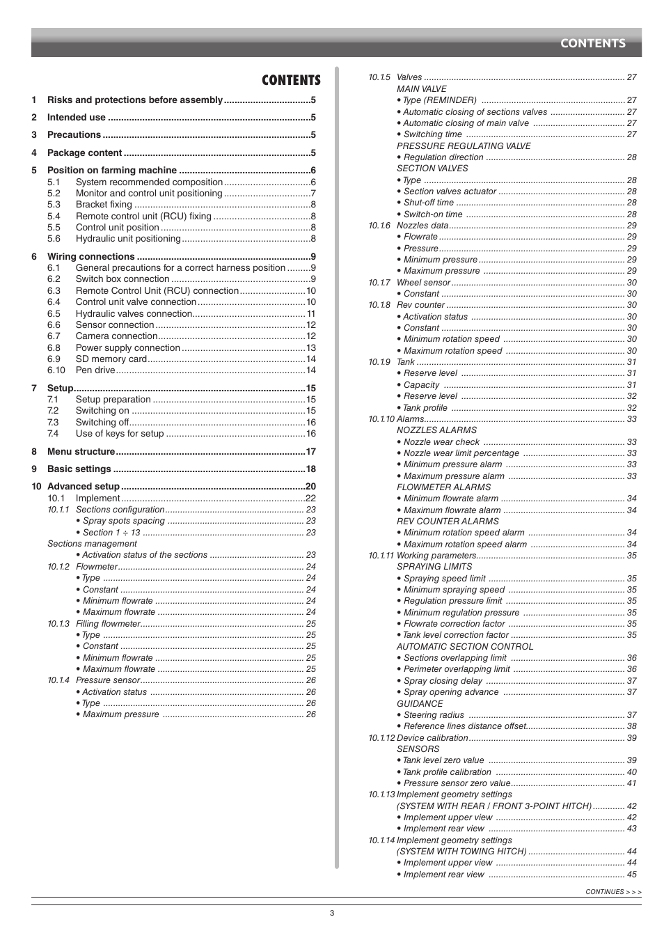 ARAG Bravo 400S Crop sprayer User Manual | Page 3 / 112