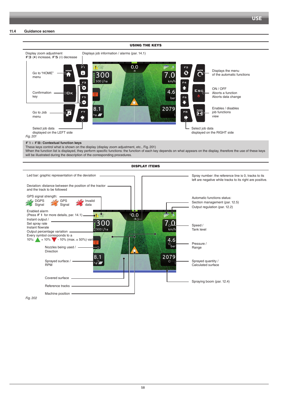 4 guidance screen | ARAG Bravo 400S Crop sprayer User Manual | Page 58 / 112