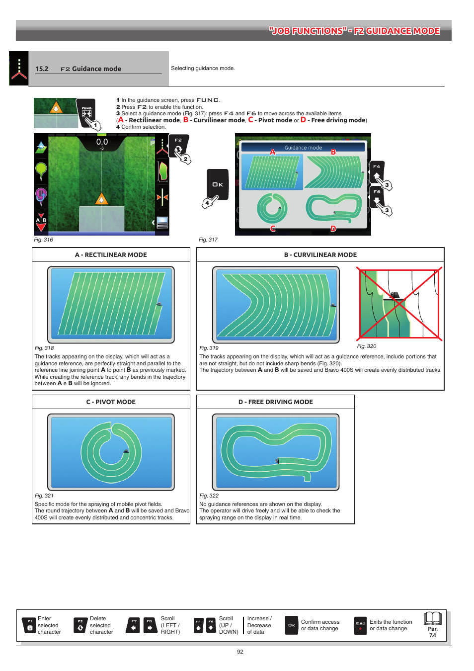 2 f2 guidance mode, Guidance mode | ARAG Bravo 400S Crop sprayer User Manual | Page 92 / 112