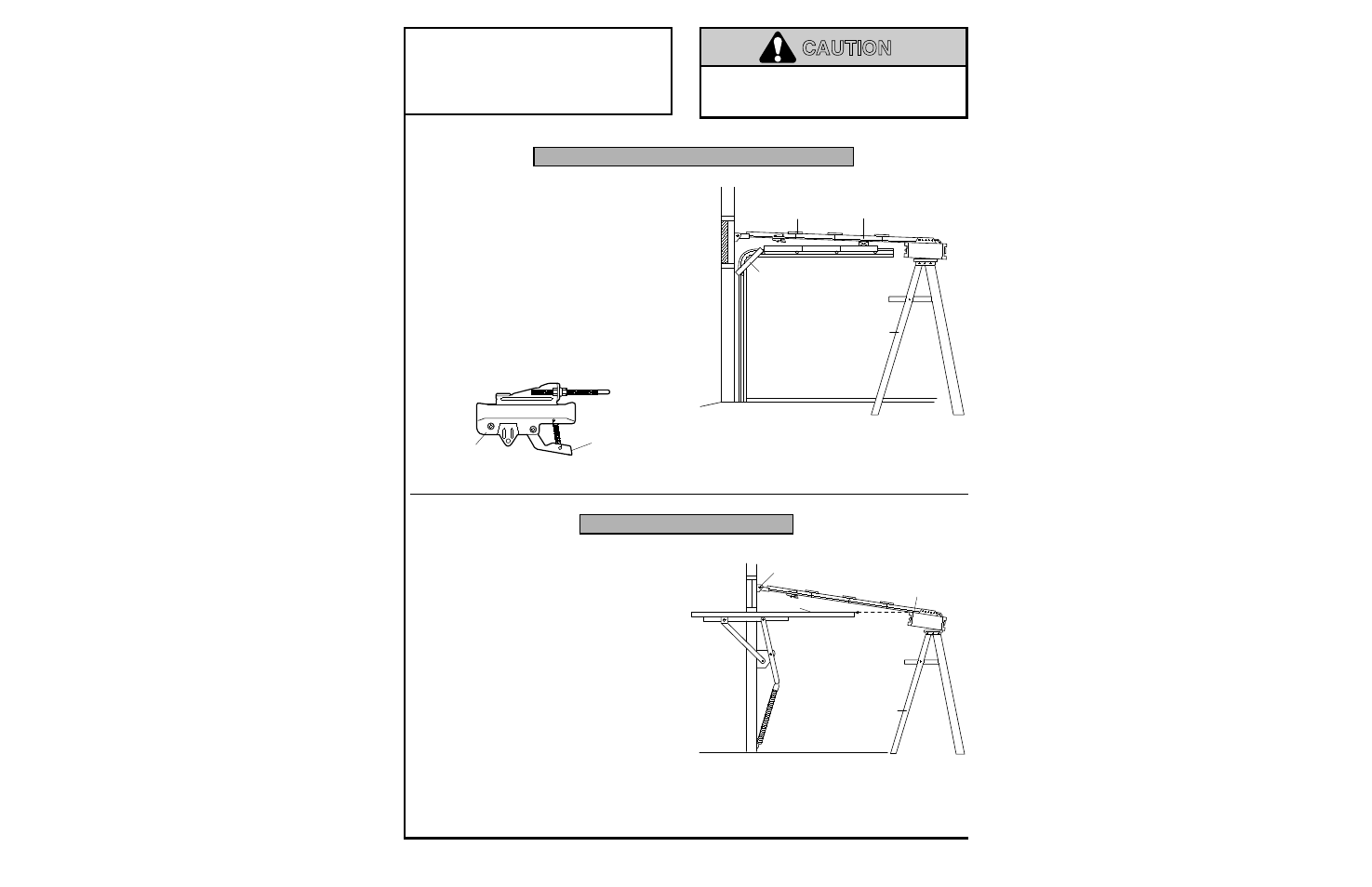 4) position the opener, Sectional door & one-piece door with track, One-piece door without track | Caution, Installation step 4, Position the opener | Chamberlain 5100-2K User Manual | Page 16 / 40