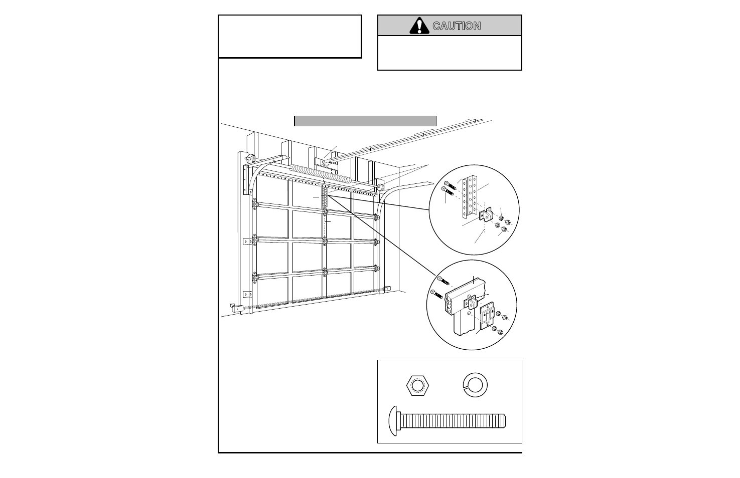 11) fasten door bracket, Sectional door installation procedure, Caution | Installation step 11, Fasten door bracket | Chamberlain 5100-2K User Manual | Page 24 / 40