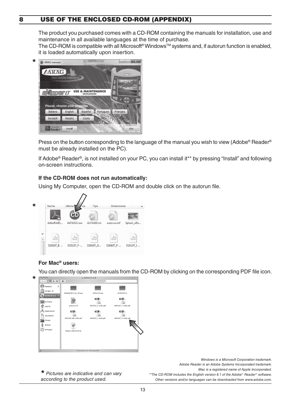 8 use of the enclosed cd-rom (appendix), 8use of the enclosed cd-rom (appendix) | ARAG Skipper LT - Satellite Navigator User Manual | Page 13 / 16