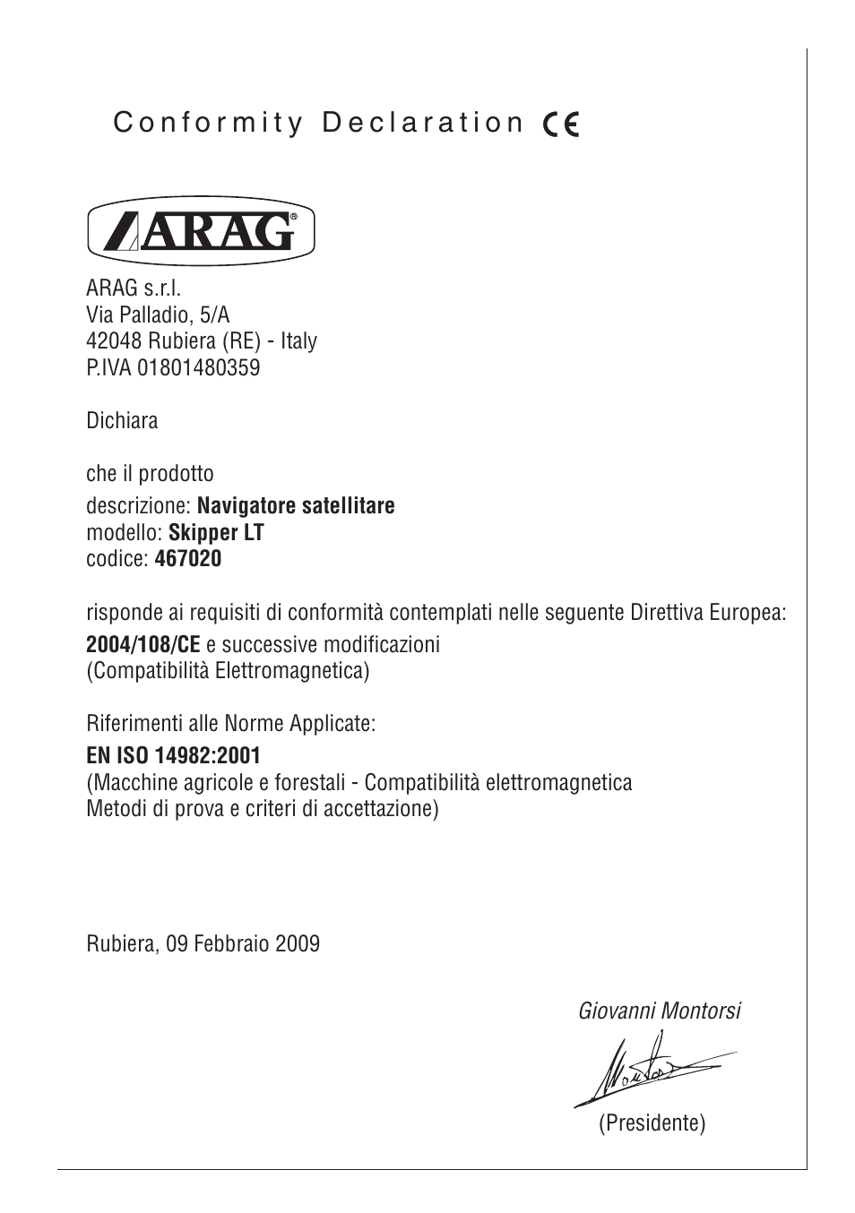 ARAG Skipper LT - Satellite Navigator User Manual | Page 15 / 16