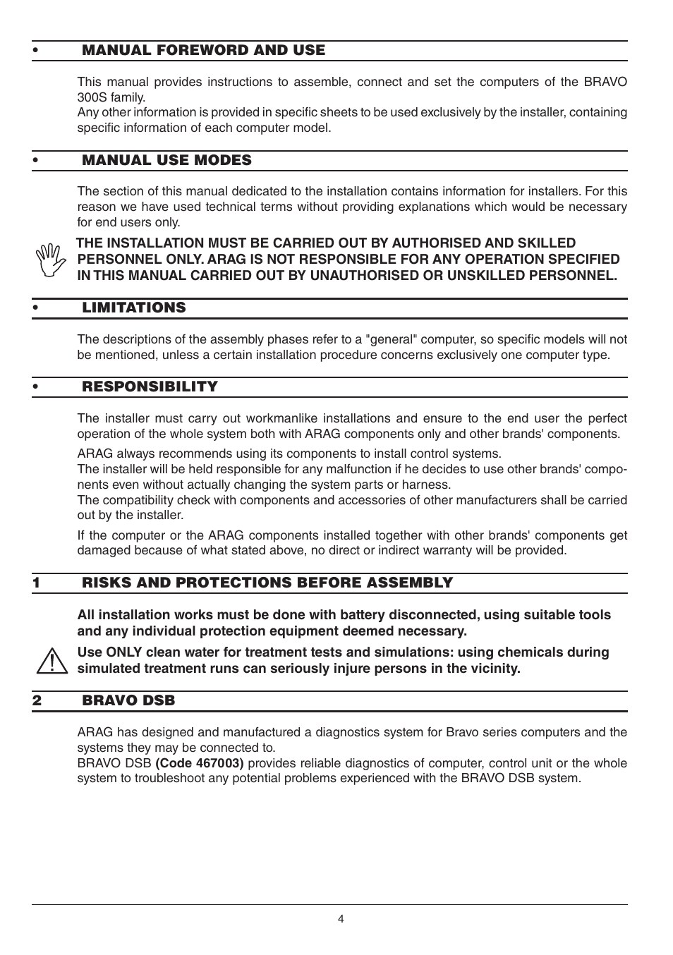 ARAG Bravo 300s series computers crop spraying - Direct connection - INSTALLATION User Manual | Page 4 / 20