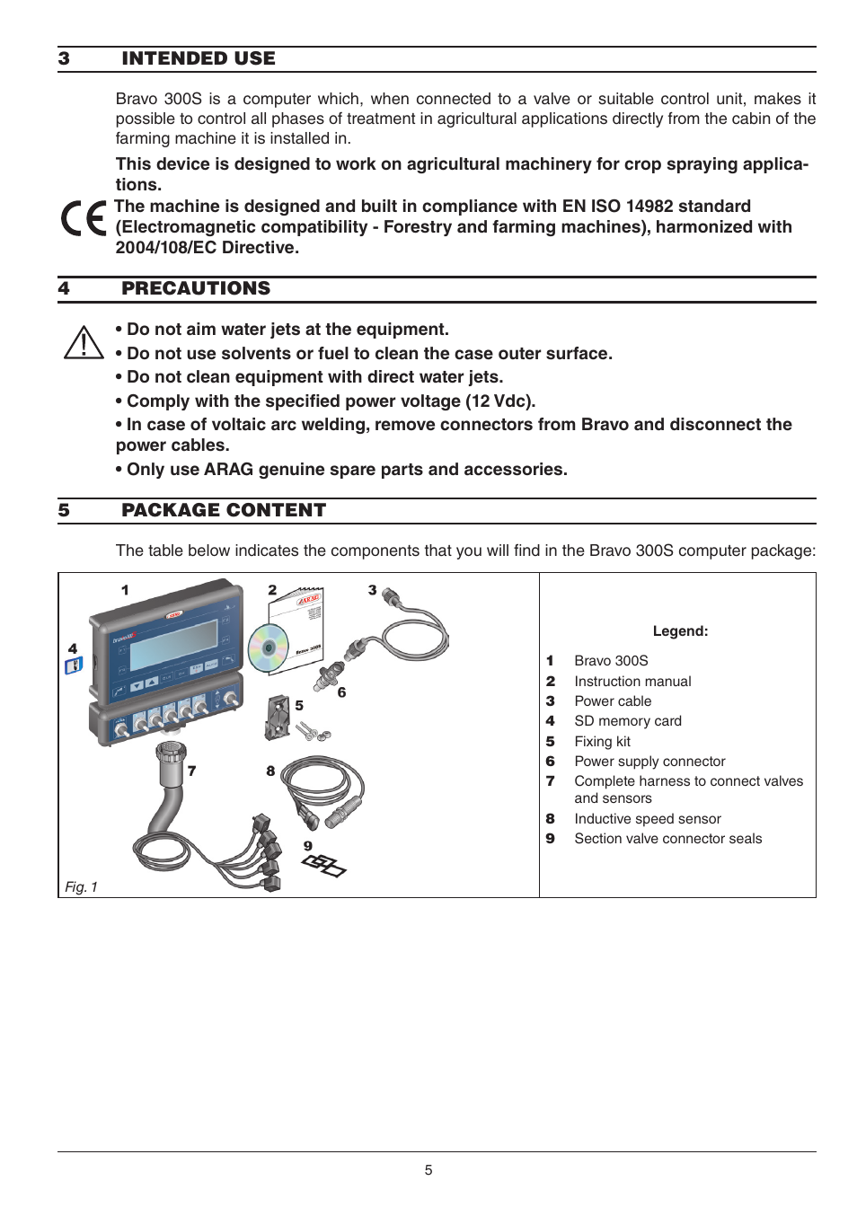 ARAG Bravo 300s series computers crop spraying - Direct connection - INSTALLATION User Manual | Page 5 / 20