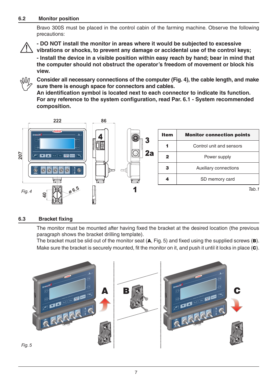 ARAG Bravo 300s series computers crop spraying - Direct connection - INSTALLATION User Manual | Page 7 / 20