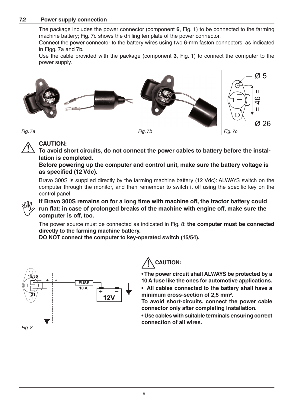 ARAG Bravo 300s series computers crop spraying - Direct connection - INSTALLATION User Manual | Page 9 / 20