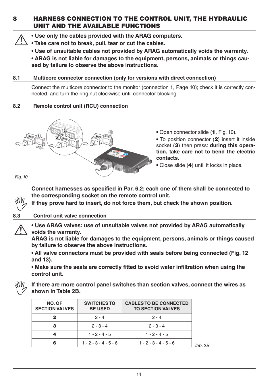 ARAG BRAVO 300S - Multi-row crop sprayers, Direct connection / RCU Installation - Software ver User Manual | Page 14 / 24