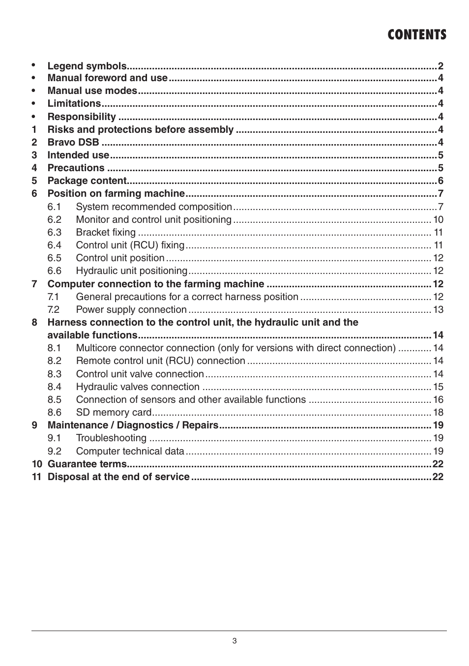 ARAG BRAVO 300S - Multi-row crop sprayers, Direct connection / RCU Installation - Software ver User Manual | Page 3 / 24