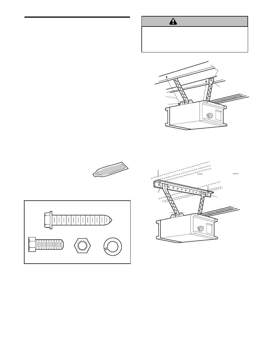 Hang opener, Warning, Installation step 5 | Hang the opener | Chamberlain POWER DRIVE PD600 User Manual | Page 17 / 40