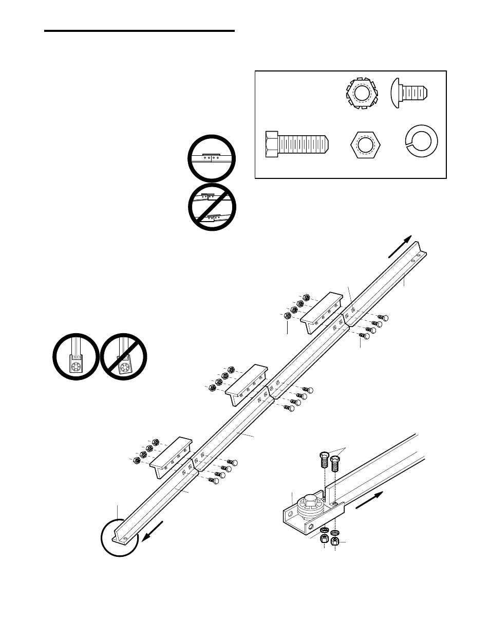 Assembly section, Assemble the t-rail, Assembly step 1 | Chamberlain POWER DRIVE PD600 User Manual | Page 8 / 40