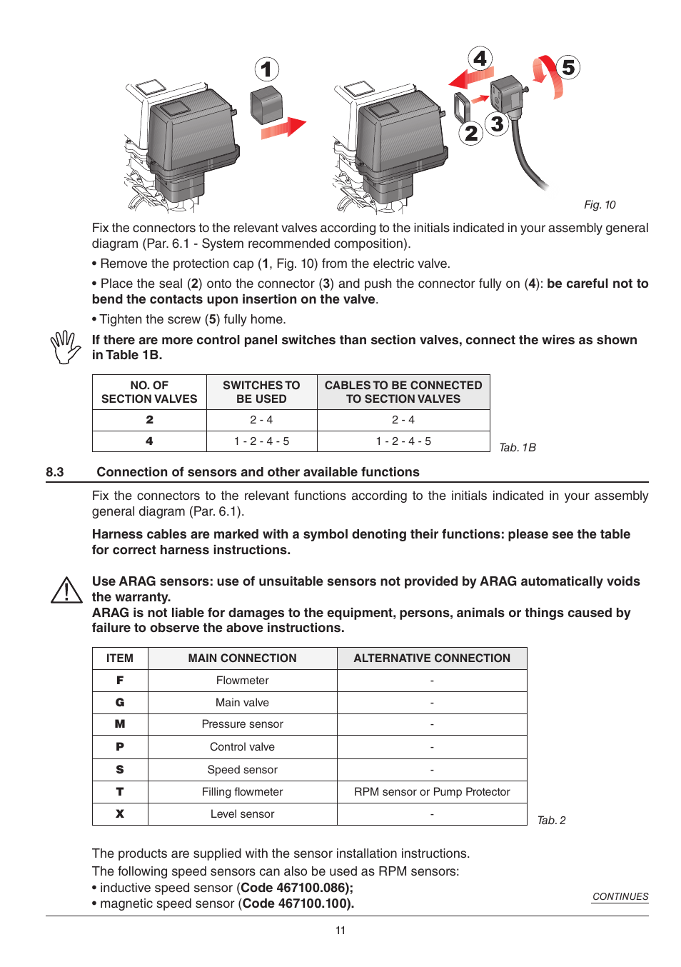 ARAG BRAVO 300S / Orchard sprayer Direct connection Installation - Software ver. 3.x User Manual | Page 11 / 16