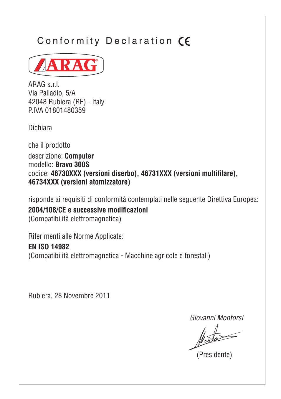 ARAG BRAVO 300S / Orchard sprayer Direct connection Installation - Software ver. 3.x User Manual | Page 15 / 16