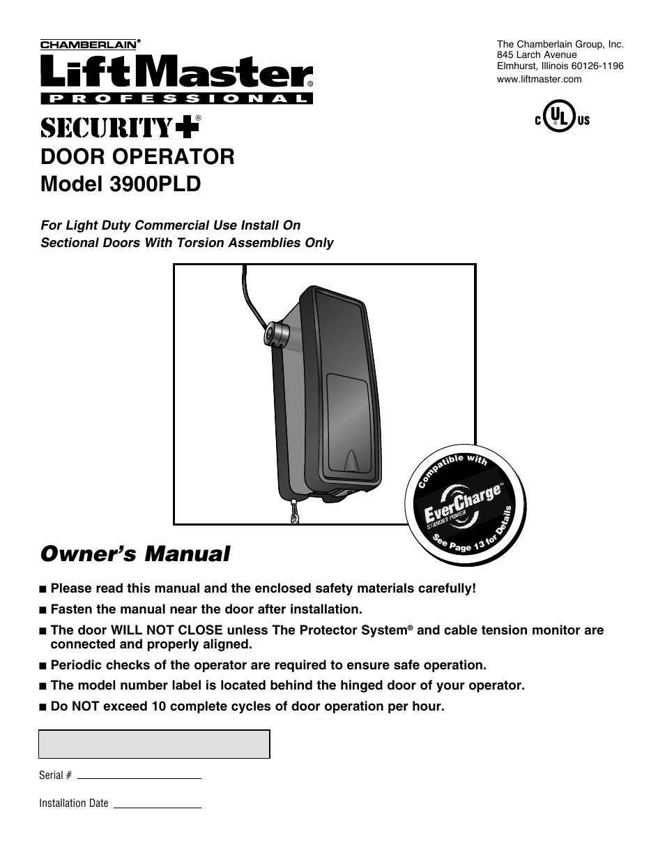 Chamberlain Security+ 3900PLD User Manual | 32 pages