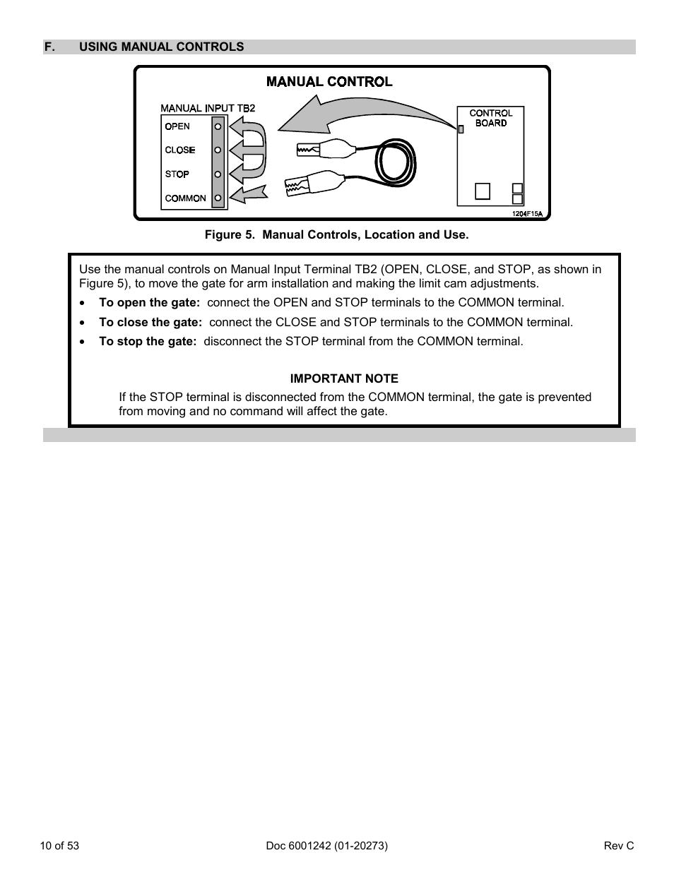 F. using manual controls | Chamberlain Swing GATE User Manual | Page 11 / 54