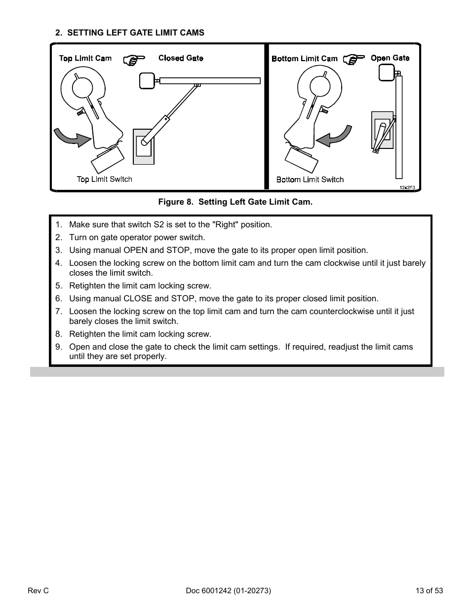 Setting left gate limit cams | Chamberlain Swing GATE User Manual | Page 14 / 54