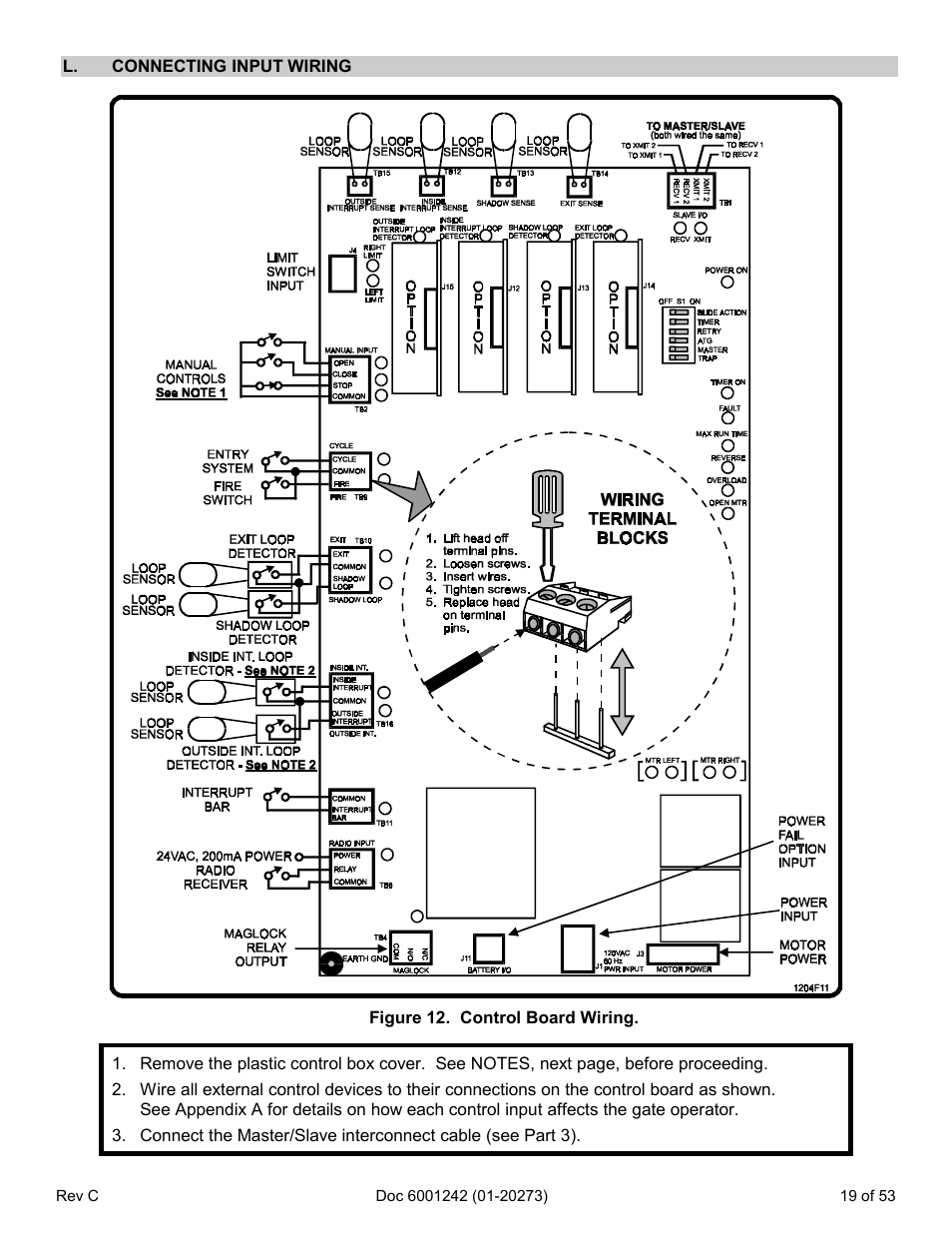 L. connecting input wiring | Chamberlain Swing GATE User Manual | Page 20 / 54