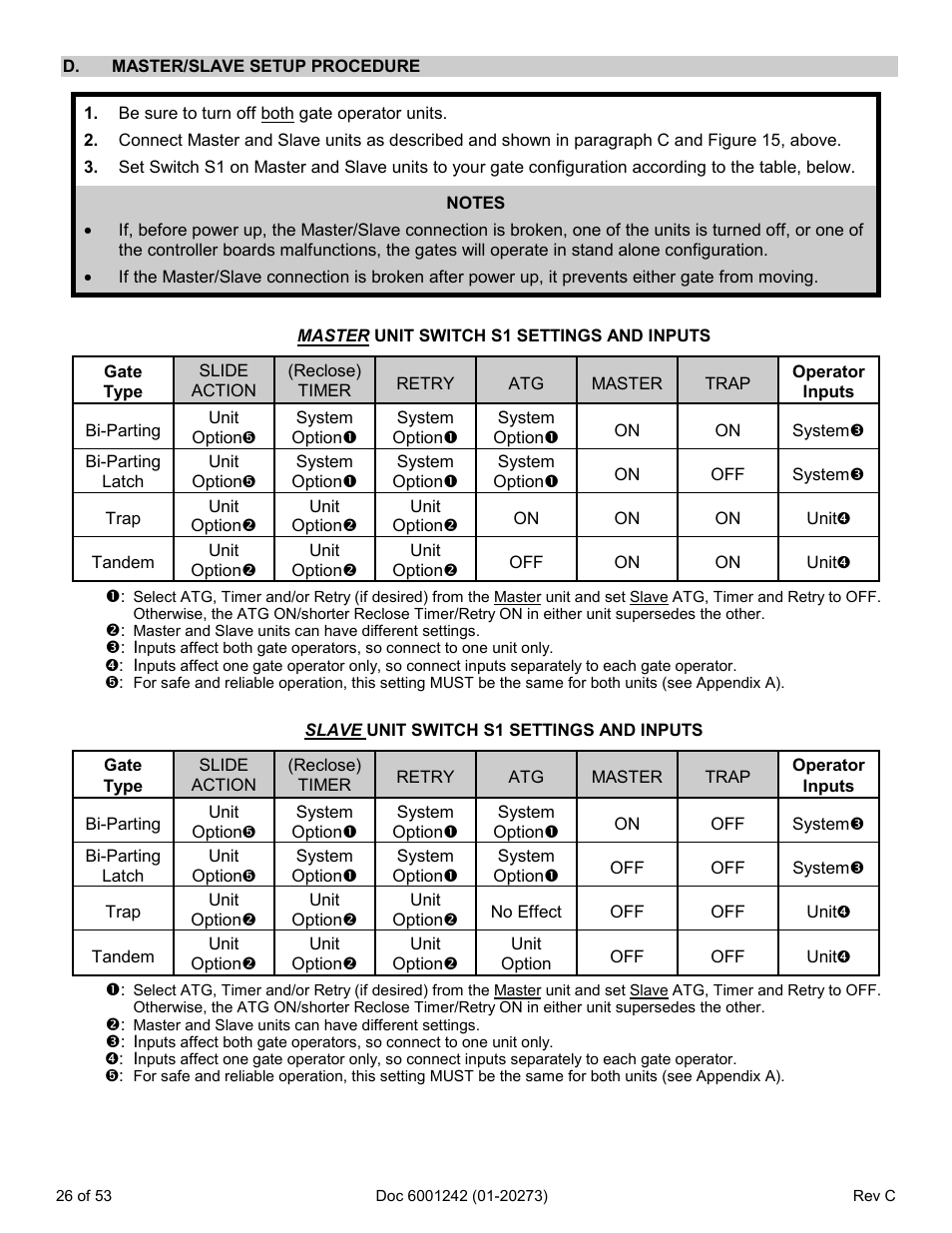 D. master/slave setup procedure | Chamberlain Swing GATE User Manual | Page 27 / 54