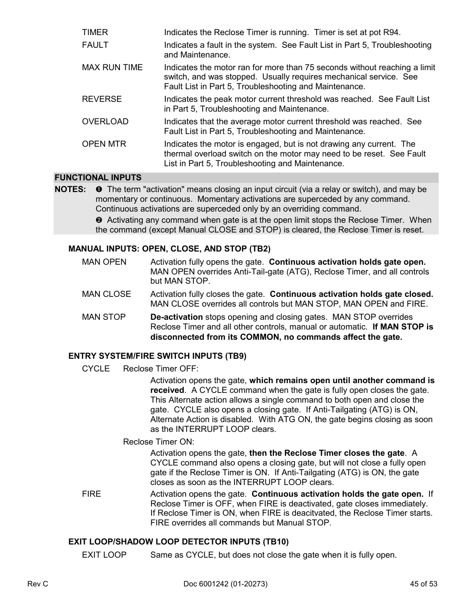 Functional inputs | Chamberlain Swing GATE User Manual | Page 46 / 54