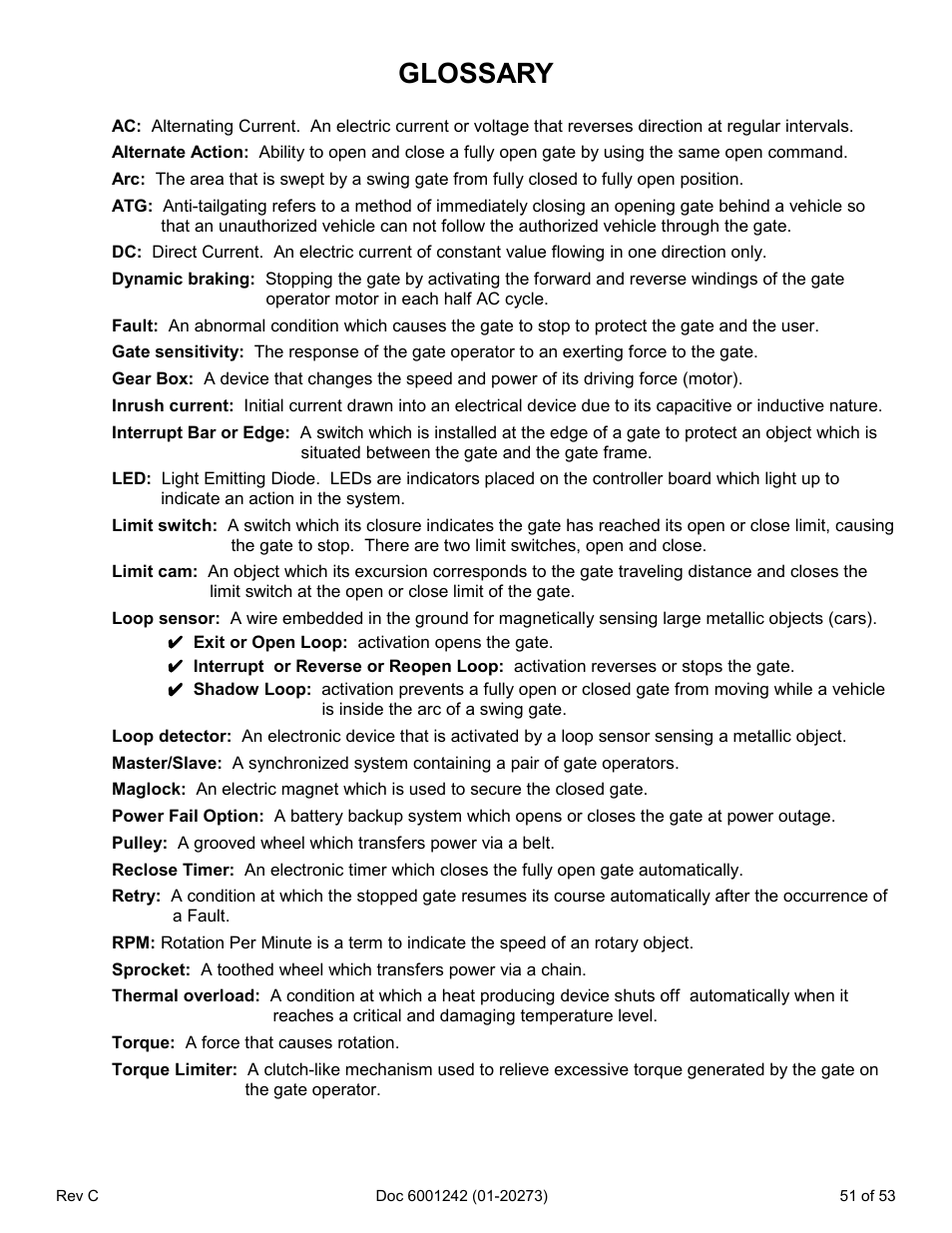 Glossary | Chamberlain Swing GATE User Manual | Page 52 / 54