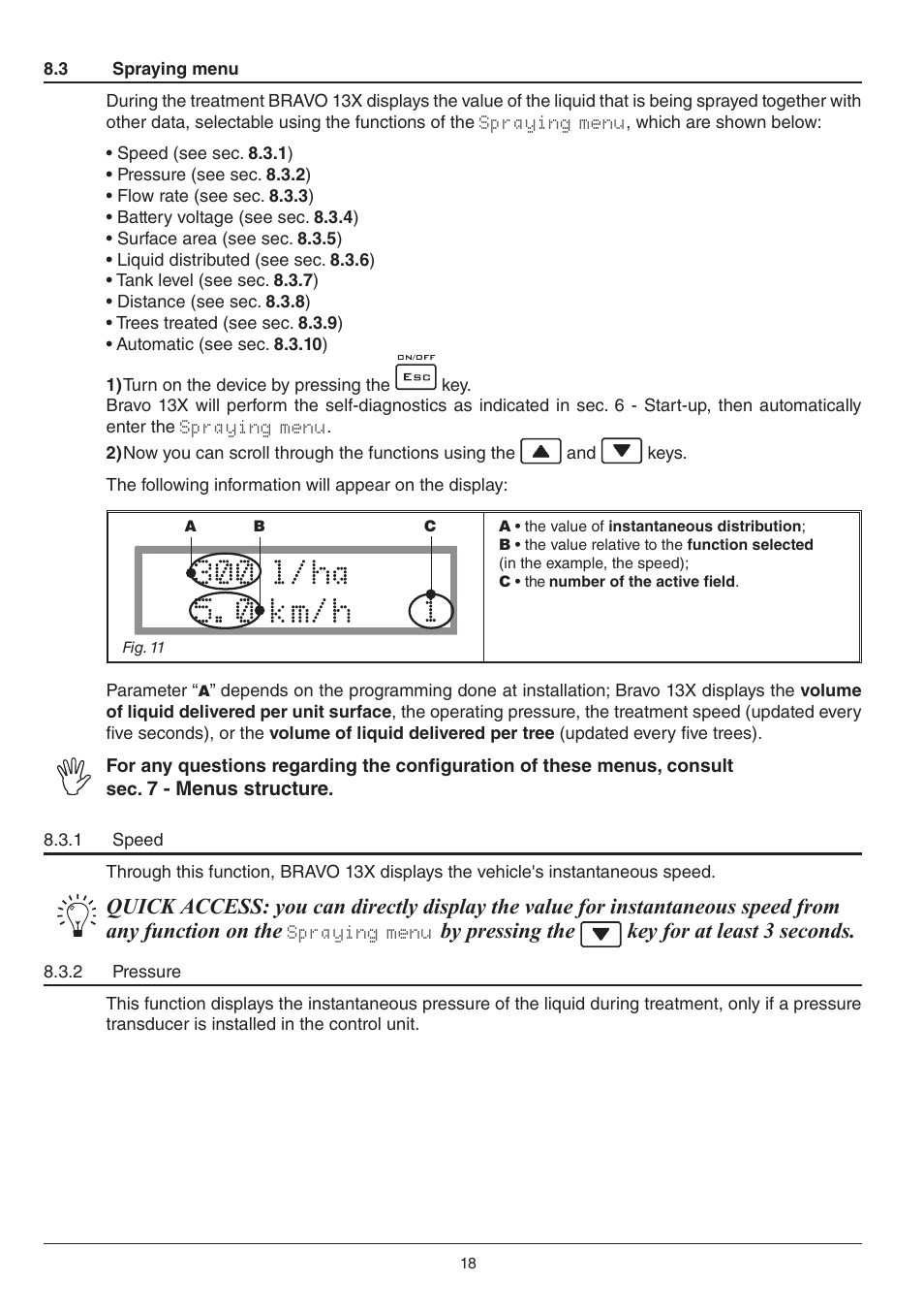 By pressing the key for at least 3 seconds | ARAG BRAVO130 User Manual | Page 18 / 32