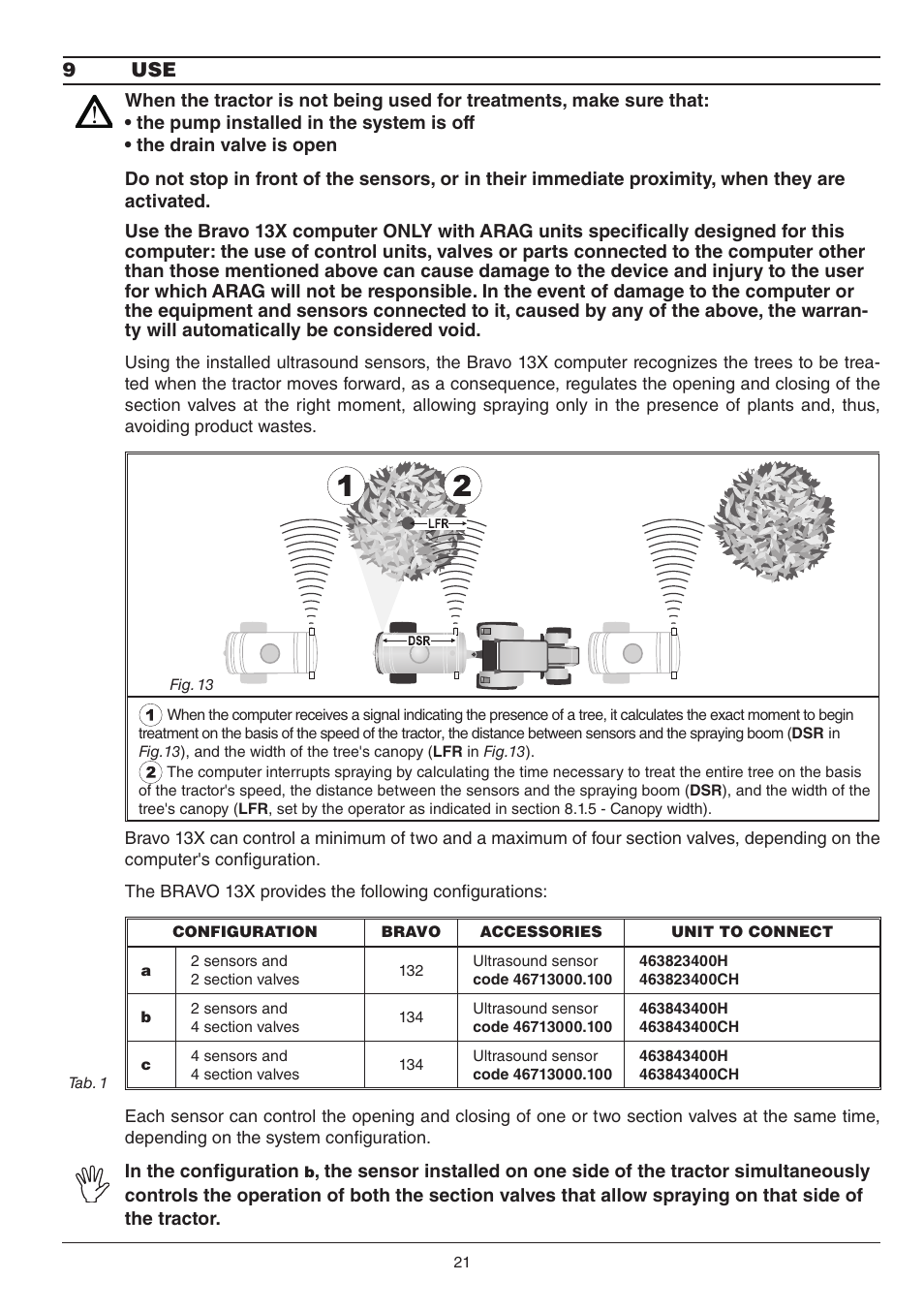 9 use | ARAG BRAVO130 User Manual | Page 21 / 32
