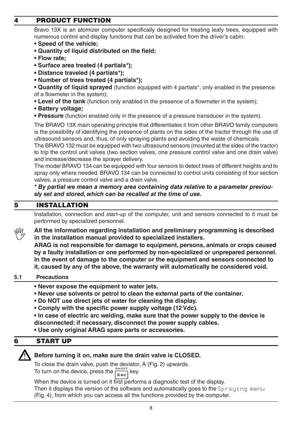 ARAG BRAVO130 User Manual | Page 8 / 32