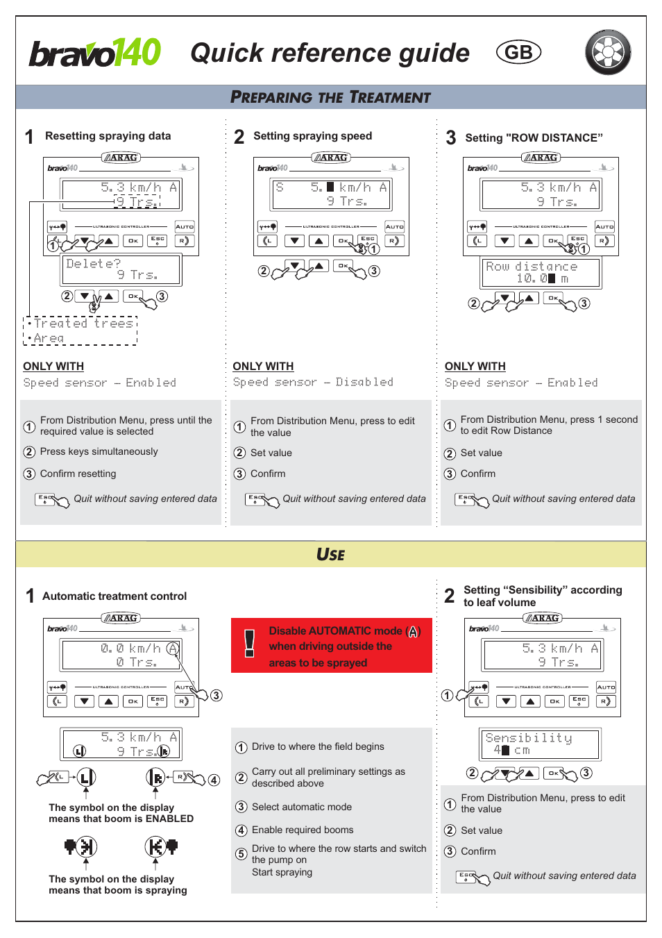 ARAG BRAVO 140 User Manual | 2 pages