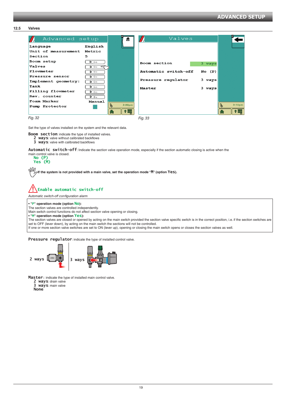 5 valves, Advanced setup | ARAG GCS 3200 User Manual | Page 19 / 48