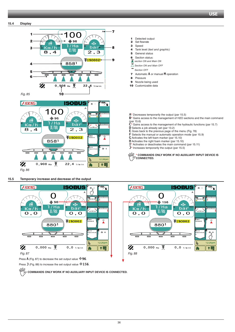 4 display, 5 temporary increase and decrease of the output, Fig. 86) | ARAG GCS 3200 User Manual | Page 36 / 48