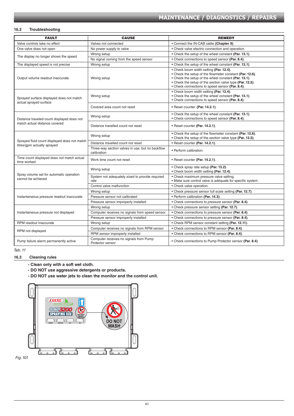 2 troubleshooting, 3 cleaning rules, 2 troubleshooting 16.3 cleaning rules | Maintenance / diagnostics / repairs | ARAG GCS 3200 User Manual | Page 41 / 48